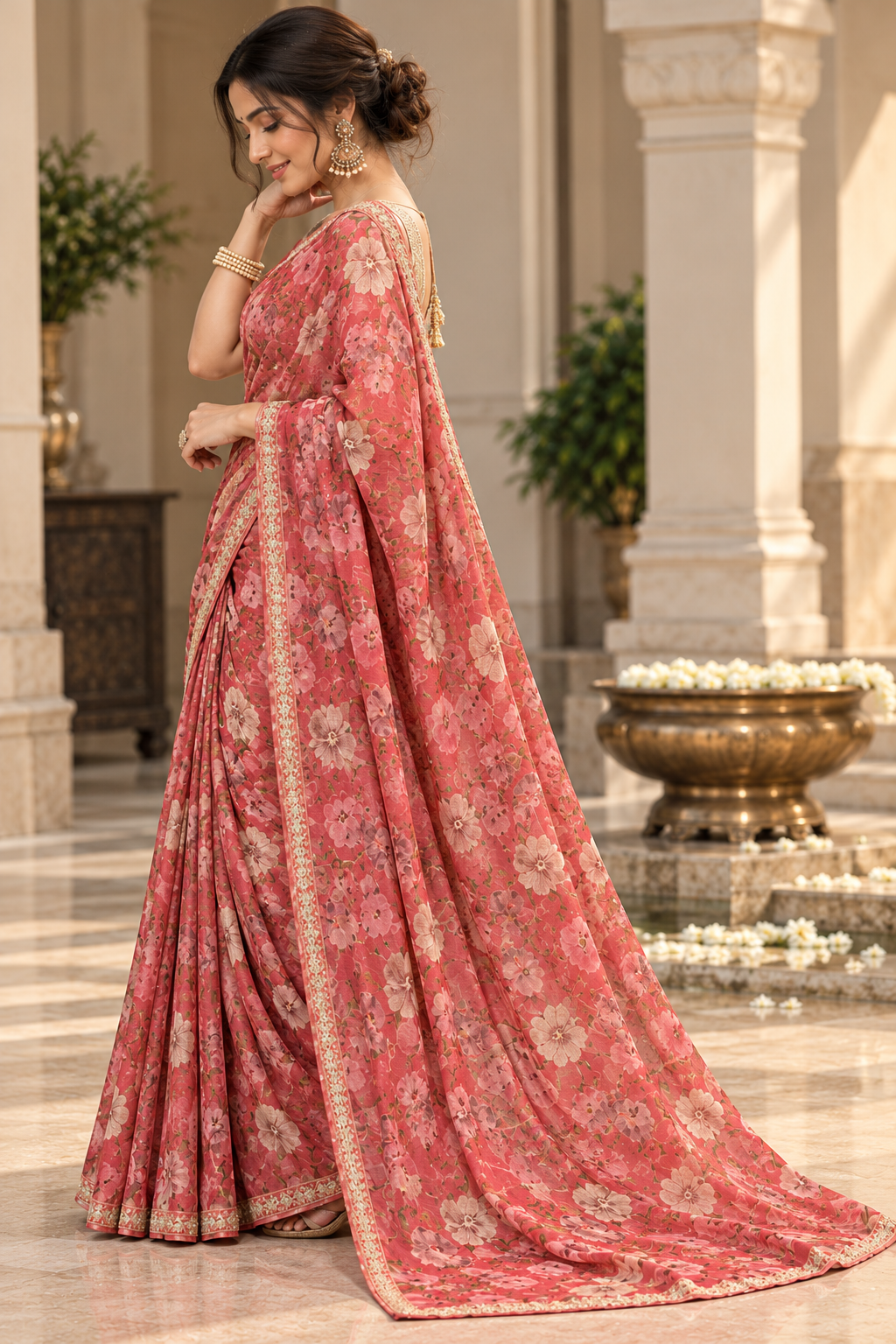 Roselle Bloom – Floral Elegance Saree