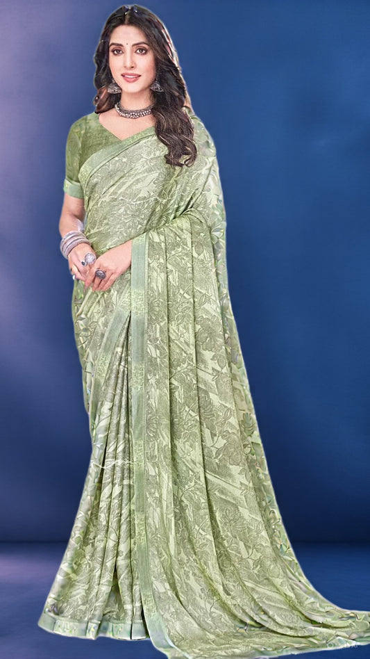 Floral Brocade Saree with Elegant All-Over Weave