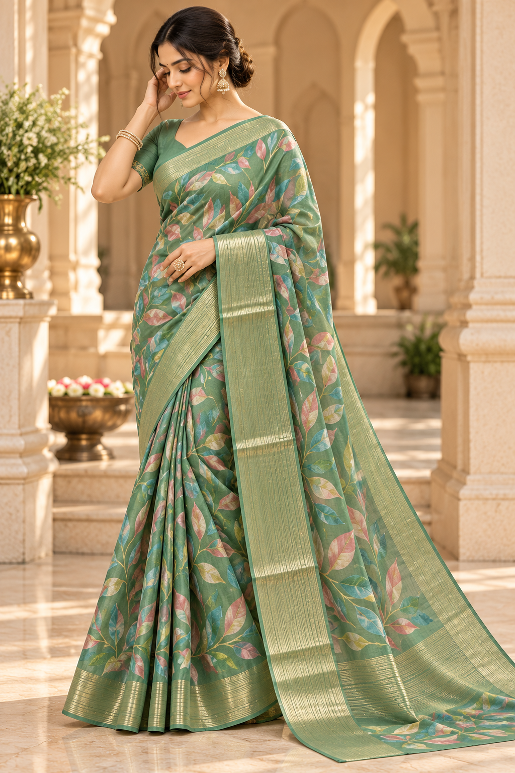 Aurelia Flora – Regal Botanical Print Saree
