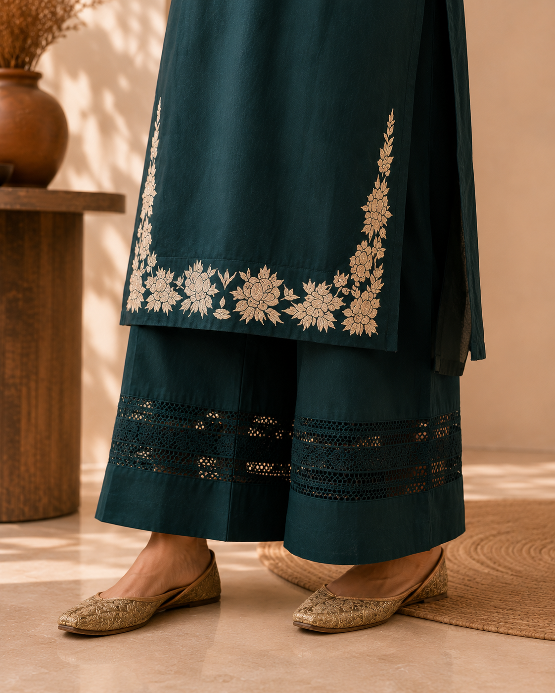 Zehra Embroidered Kurta Palazzo Set