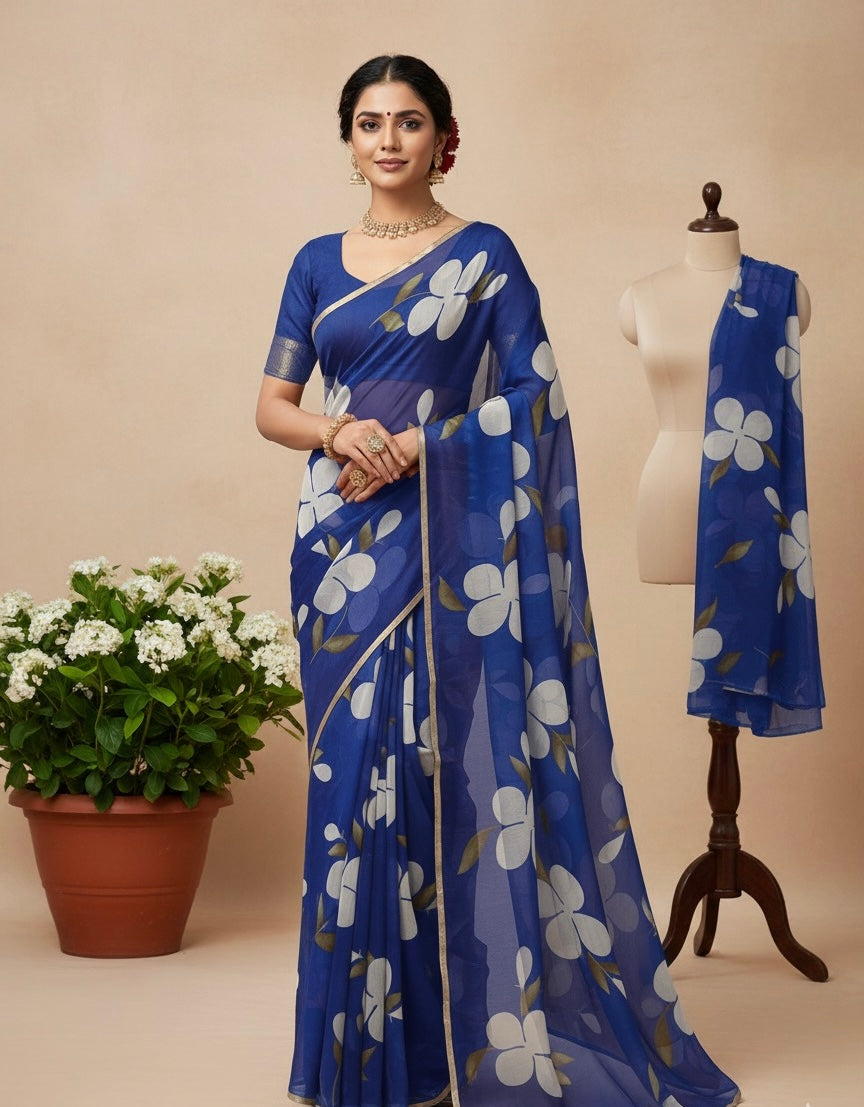 Bold Blossom Printed Saree