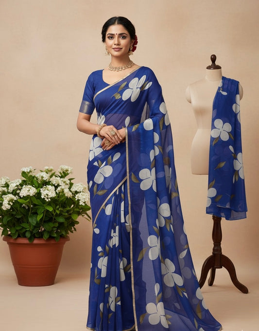 Bold Blossom Printed Saree