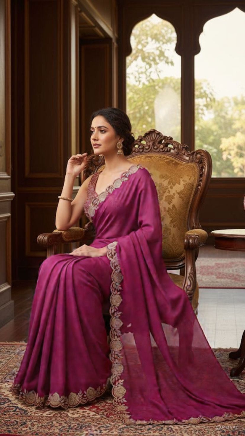 Royal Wine Soft Silk Saree with Intricate Zari Border