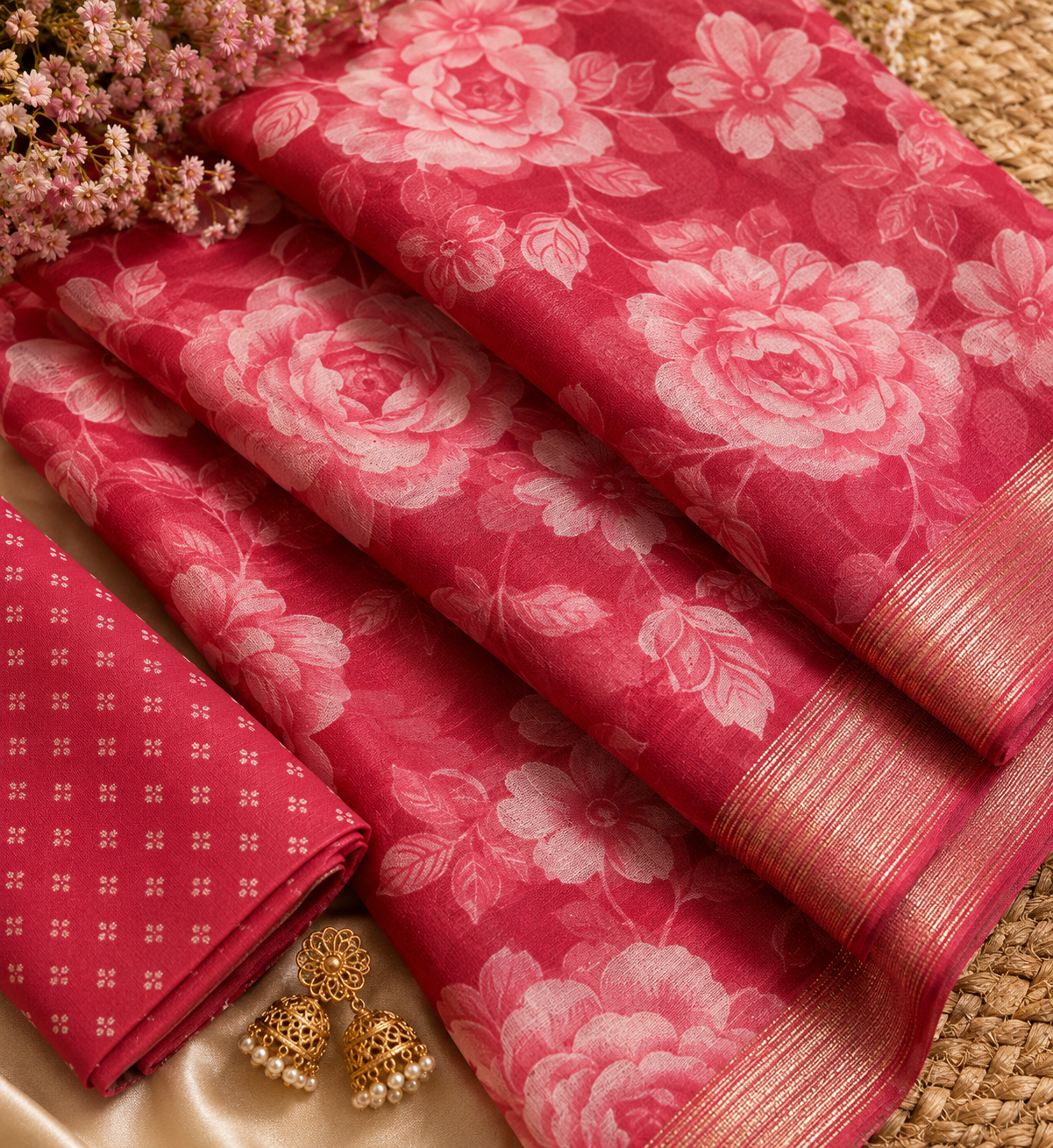 Rosé Garden Floral Saree