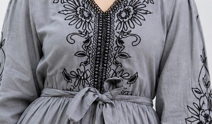 Moonlit Grey Smock Dress