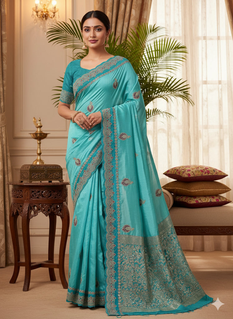 Regal Zari Embroidered Silk Saree