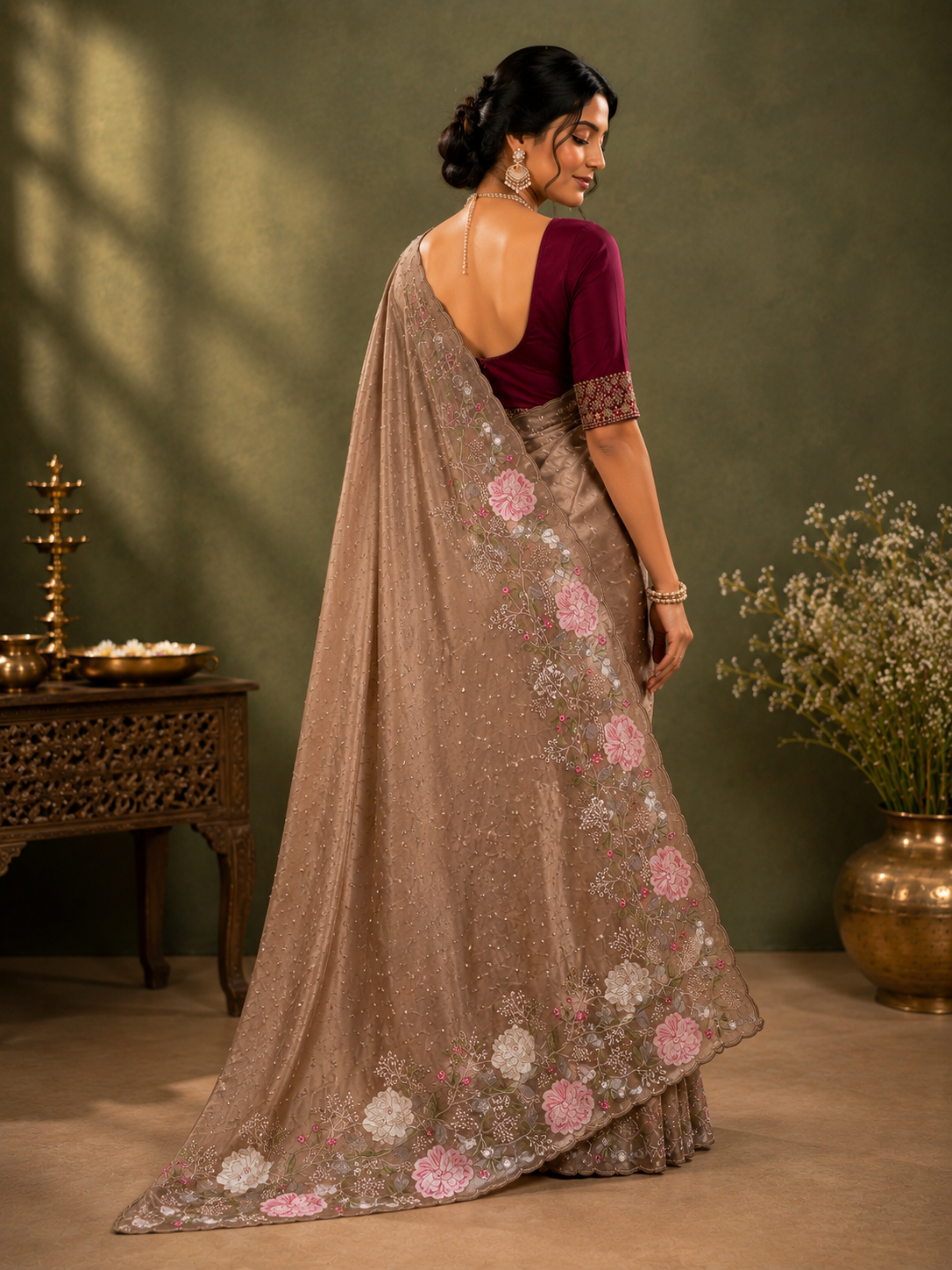 Rosewood Bloom Elegance Saree
