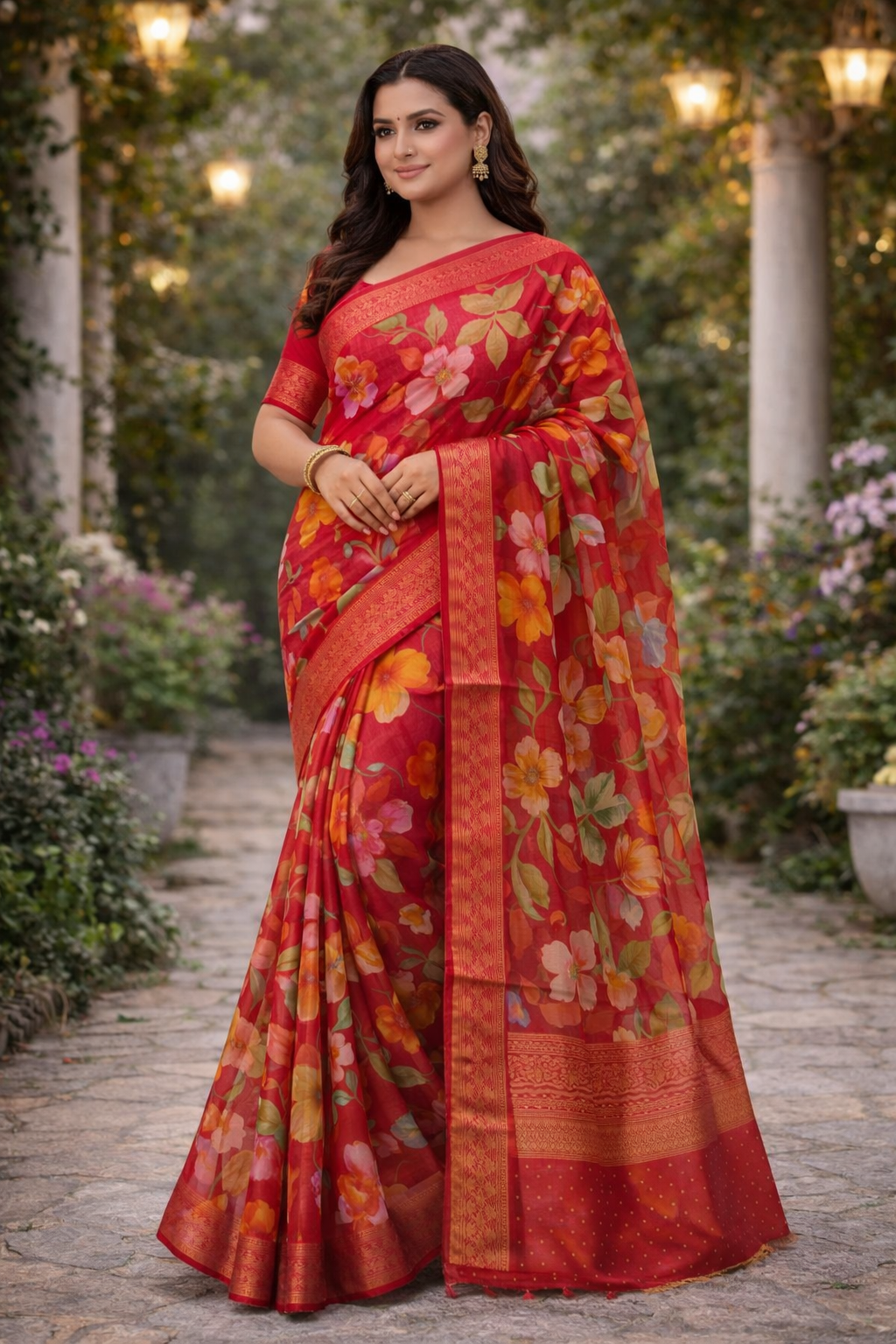 Blooming Rose Printed Saree