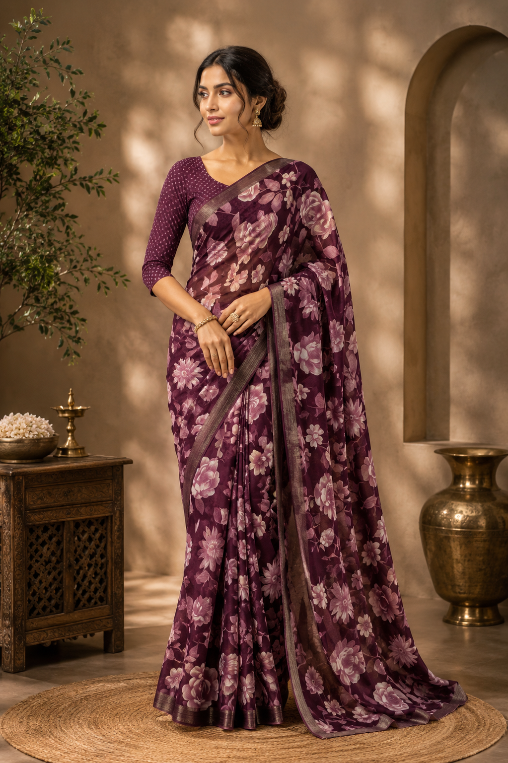 Rosé Garden Floral Saree