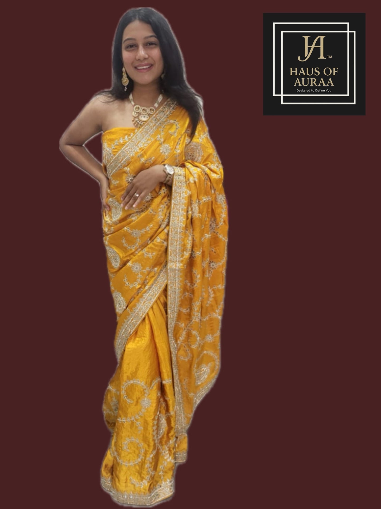 Mustard Yellow Gotta-Patti Saree