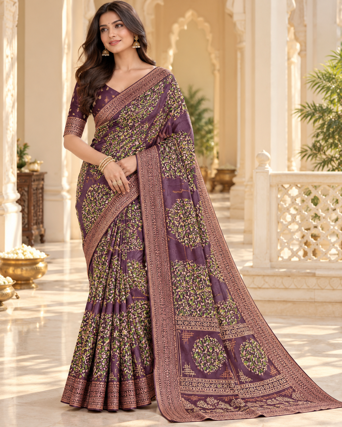 Royal Vanya Floral Heritage Print Saree