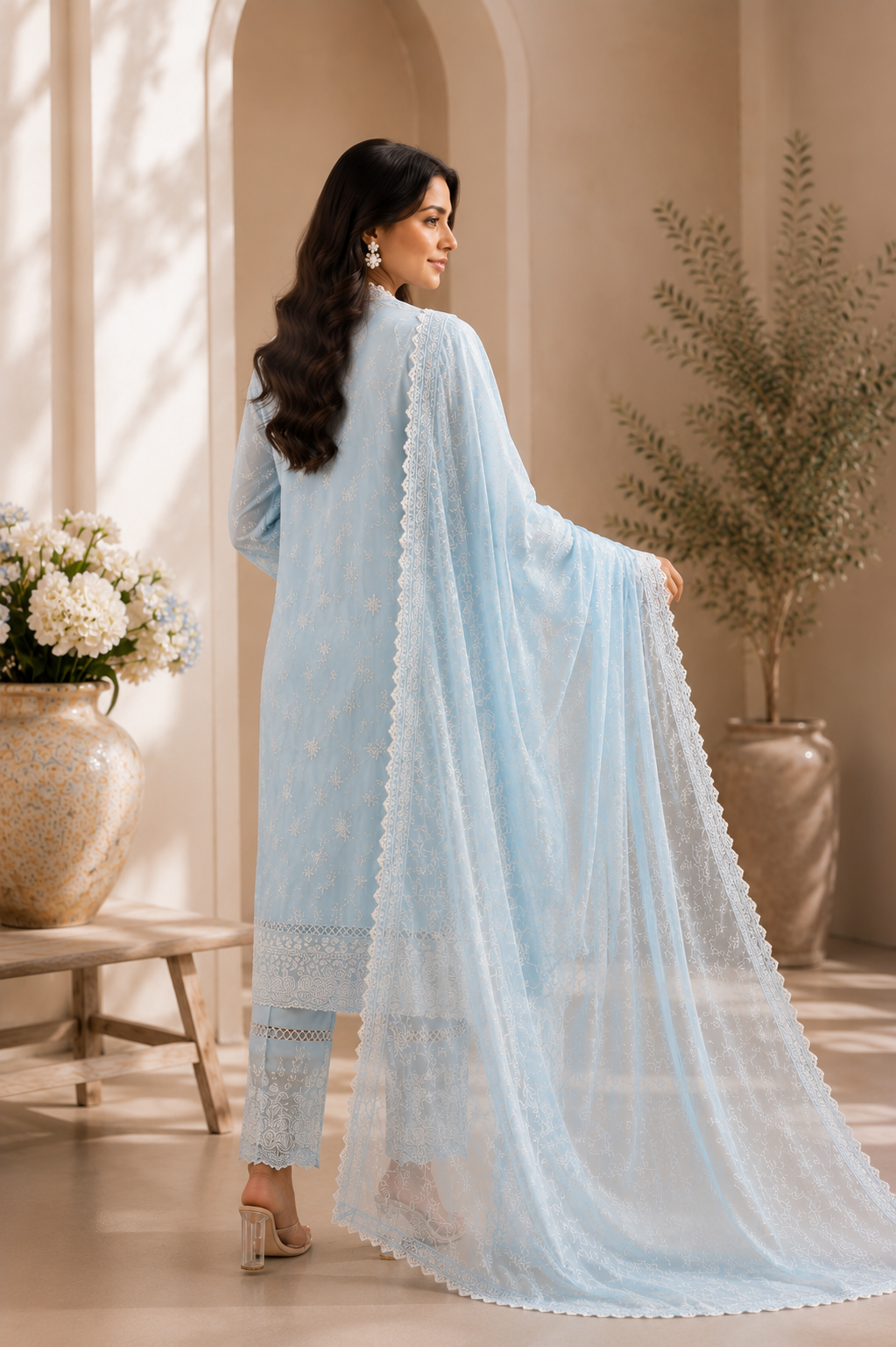Mehr Pastel Chikankari Suit Set