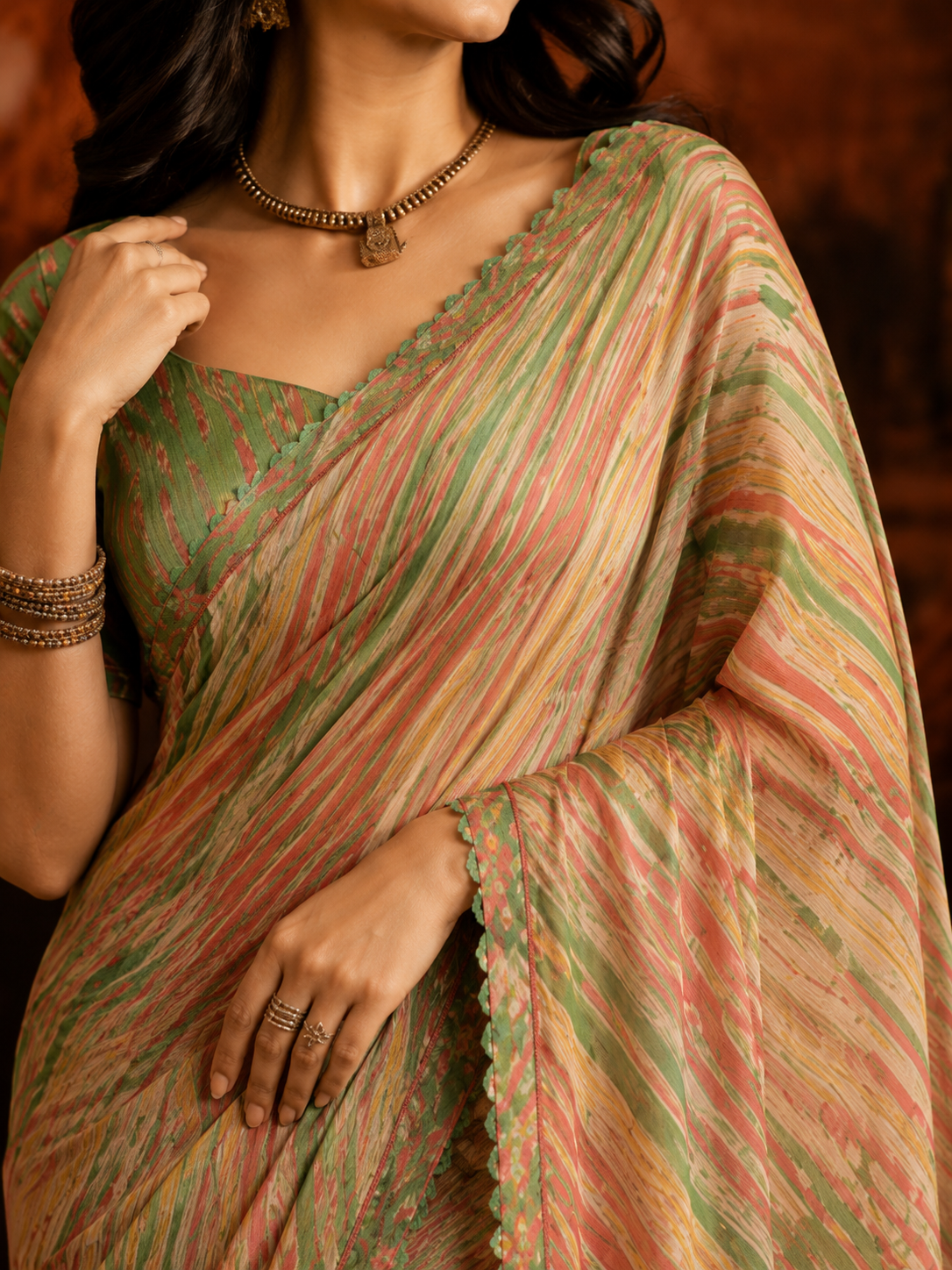 Pastel Leheriya Charm Saree