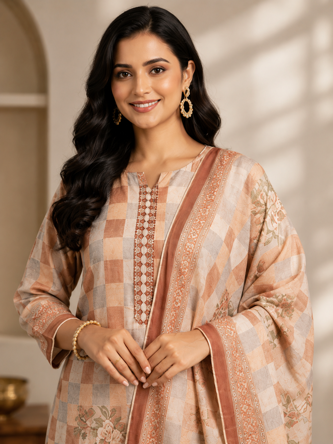 Saanjh Checkered Suit Set