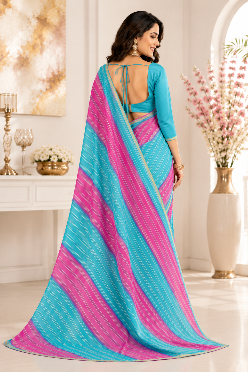 Pastel Leheriya Elegance Saree