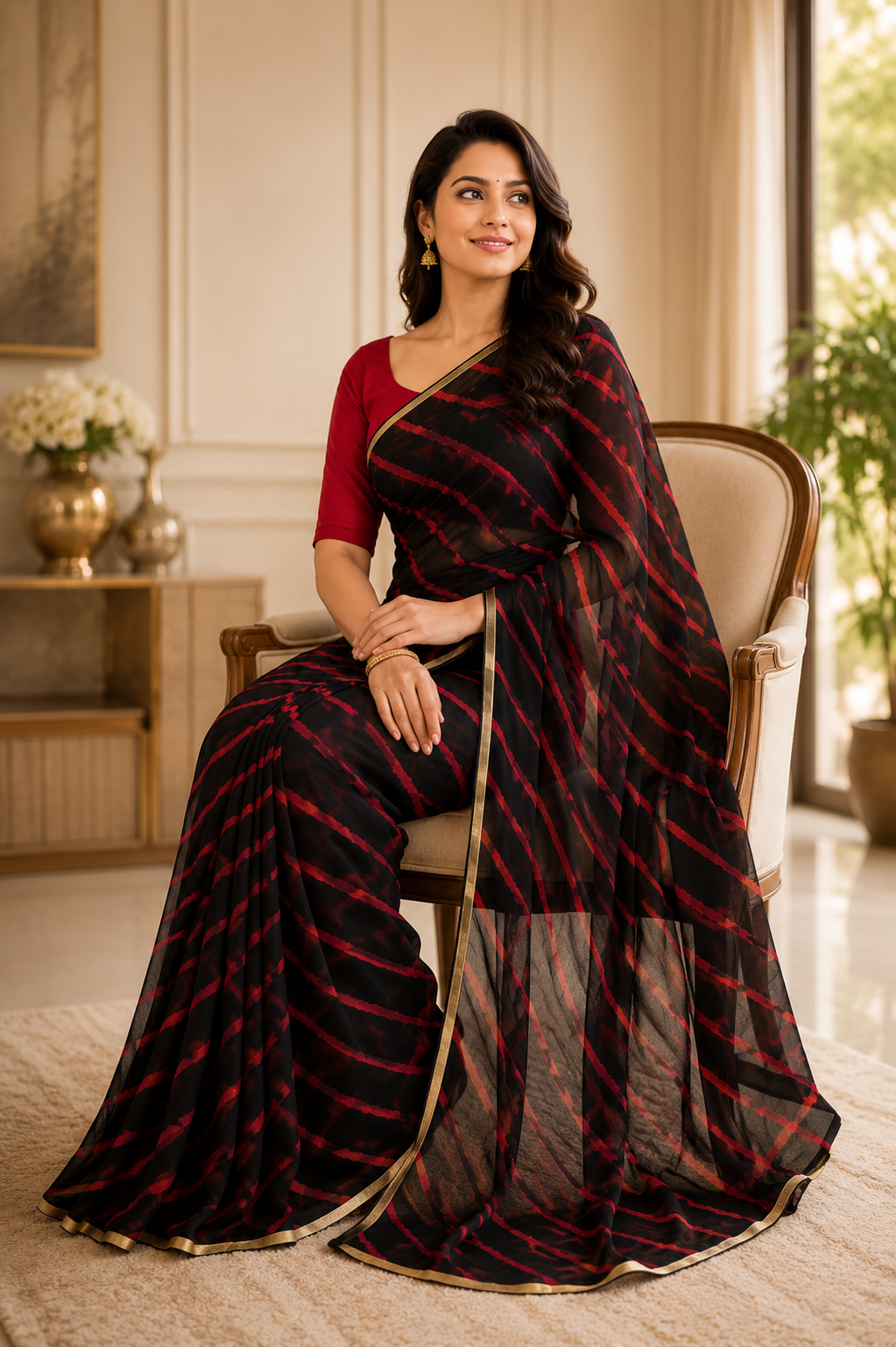Midnight Leheriya Grace Saree