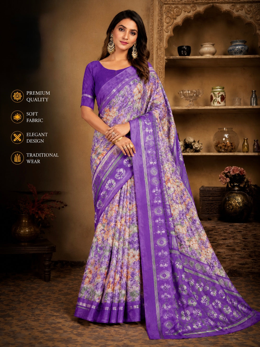 Floral Bloom Printed Saree