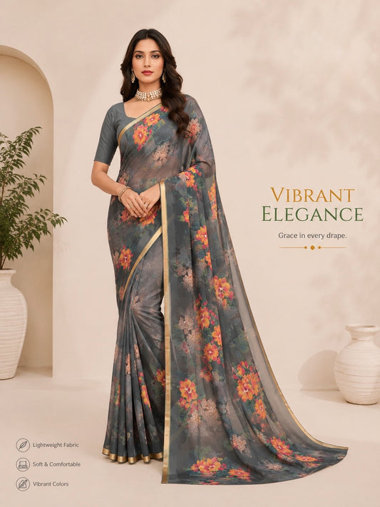 Midnight Fleur Saree