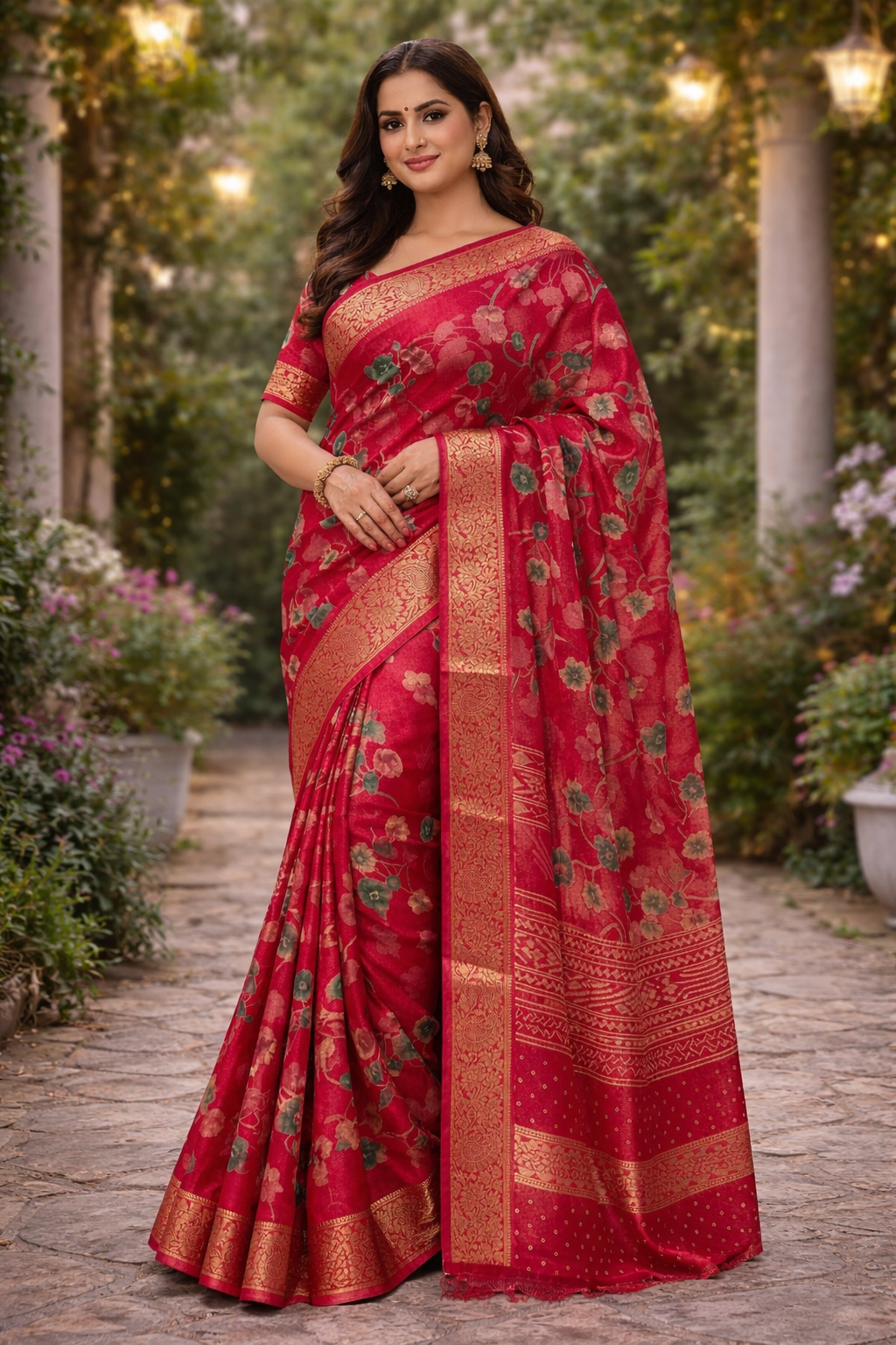 Floral Zari Elegance Silk Based Saree