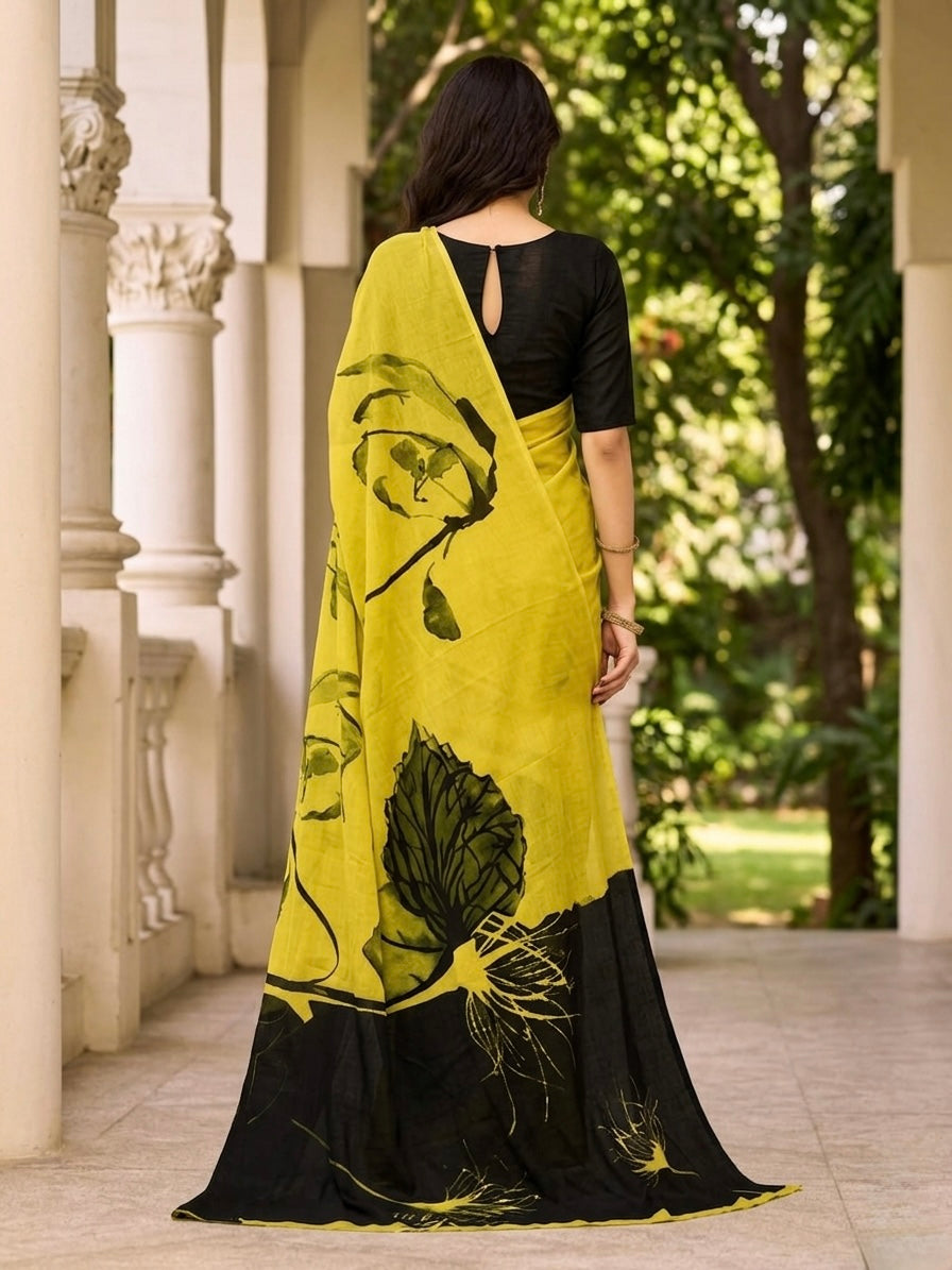 Golden Noir Dandelion Saree
