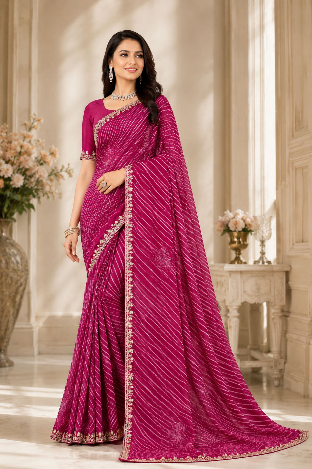 Graceful Leheriya Bloom Saree