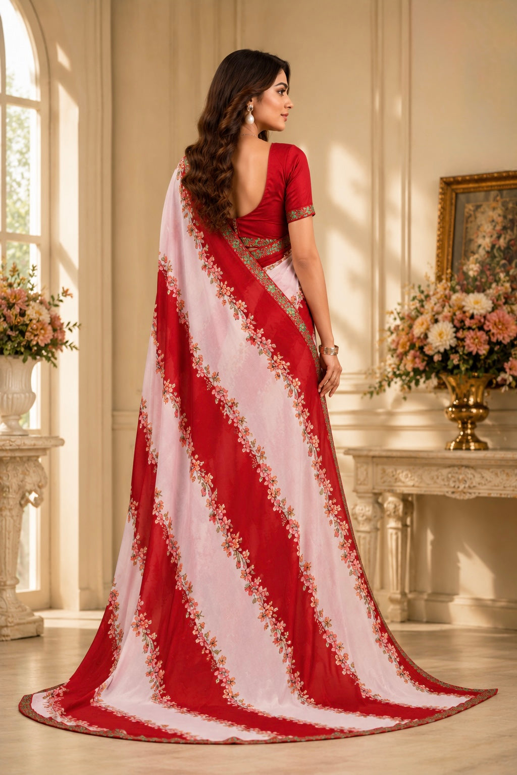 Crimson Petal Symphony Saree