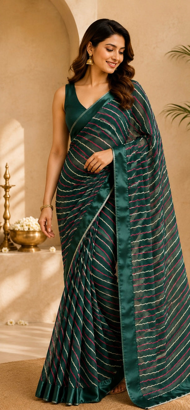 Leheriya Radiance Stripe Saree