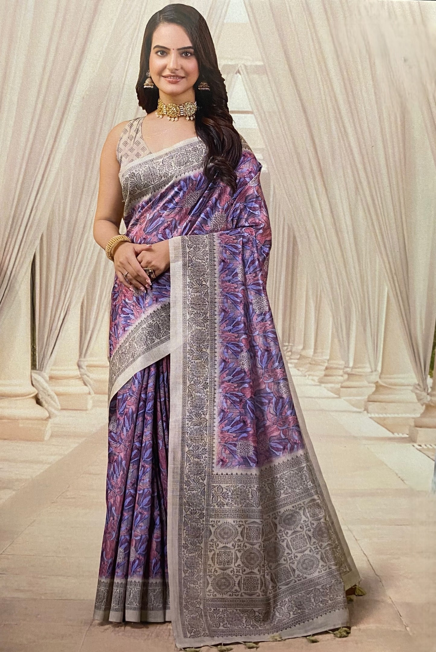 Midnight Lilac Heritage Saree