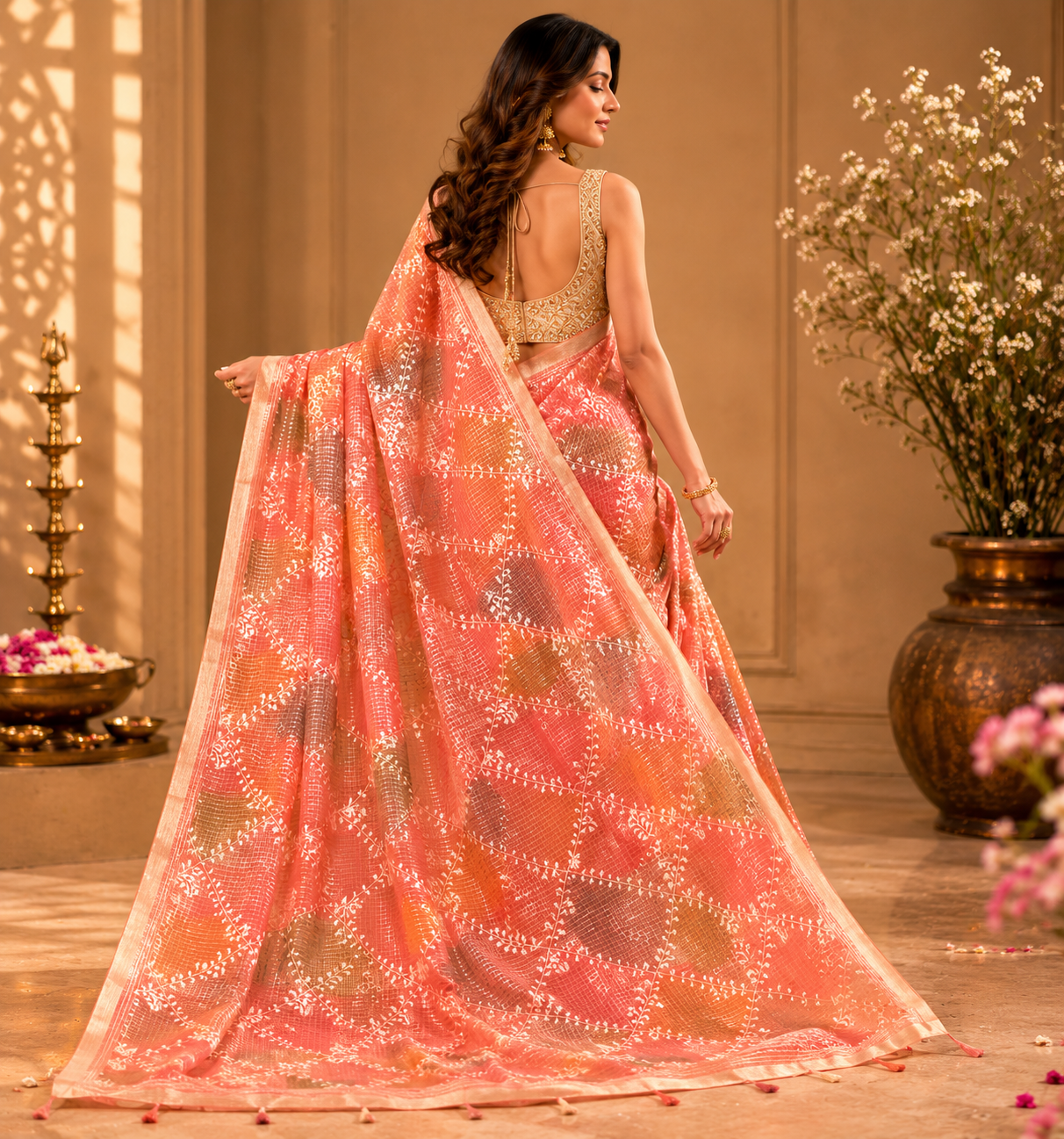 Sunset Mosaic Whisper Saree