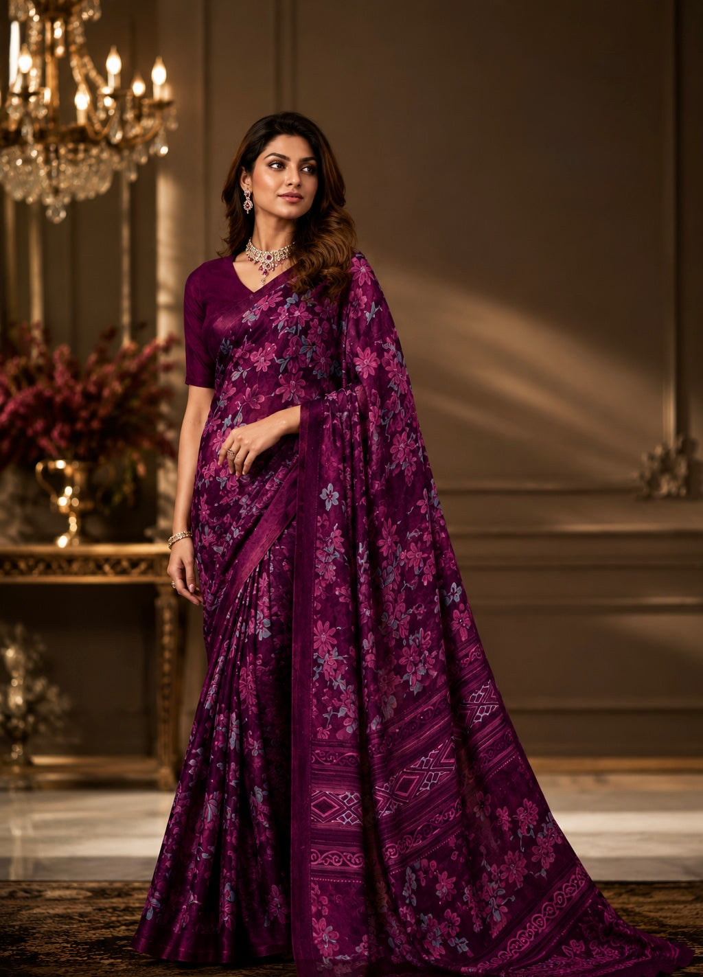 Velvet Petals Printed Saree