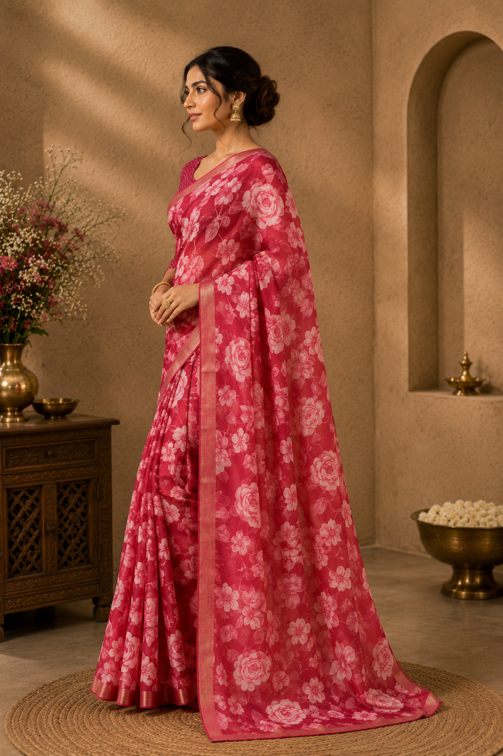 Rosé Garden Floral Saree