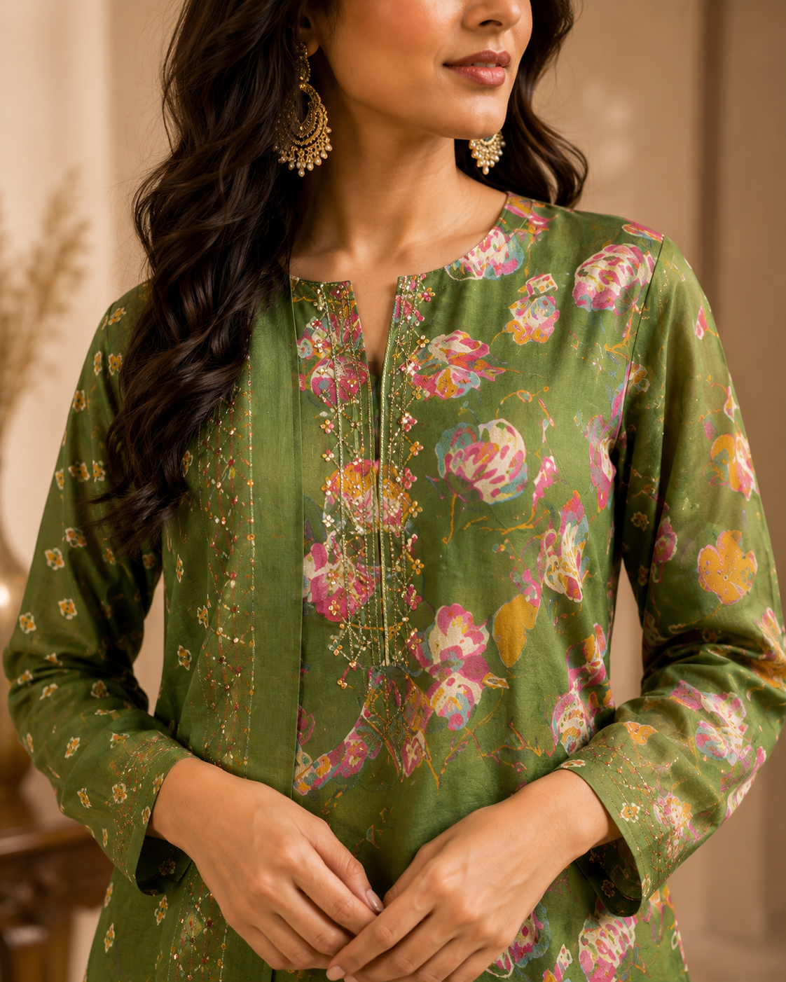Green Bloom Suit Set