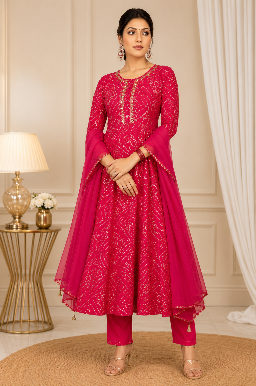 Gulnaar Flared Bhandej Set