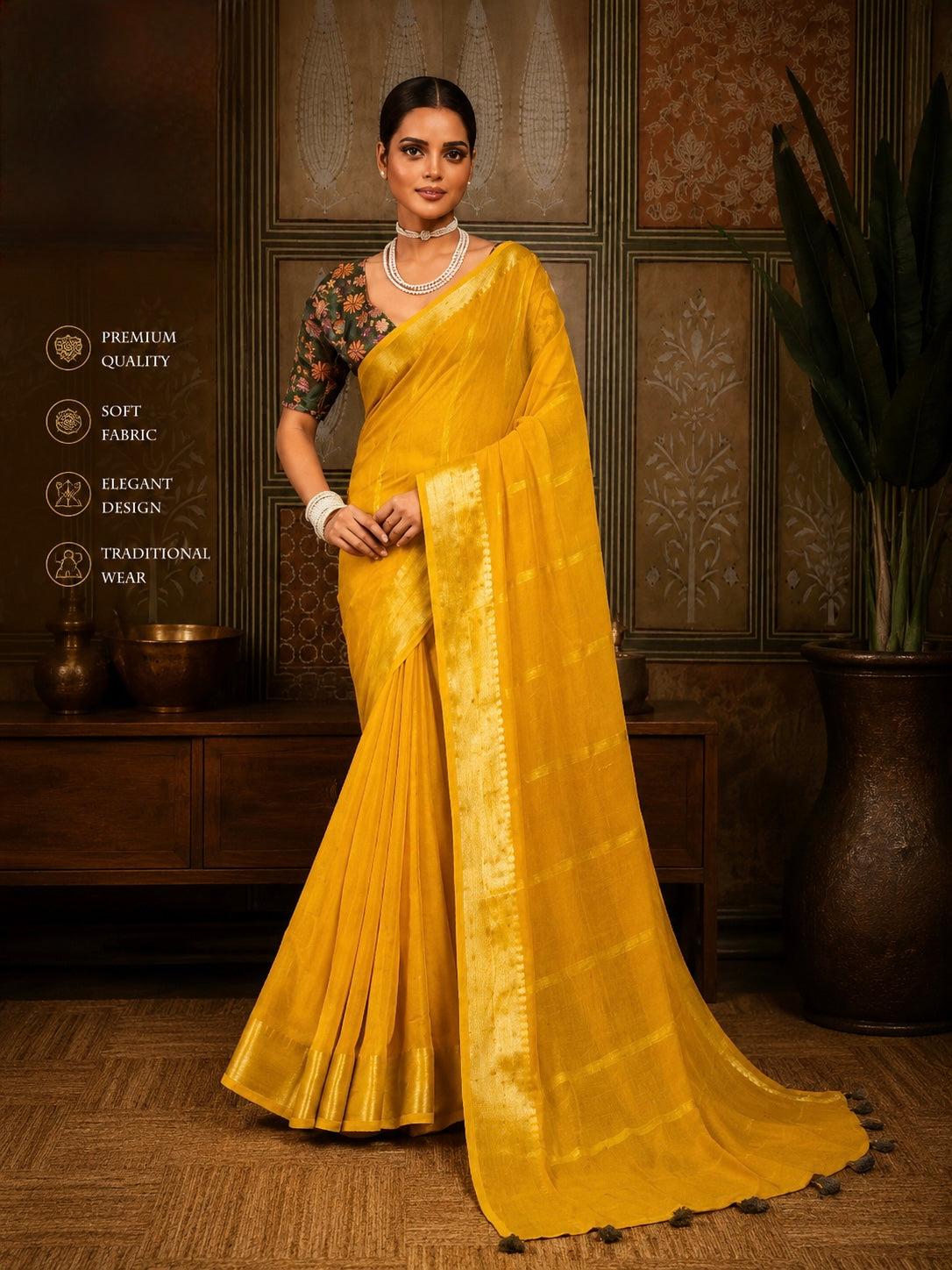 Classic Zari Border Saree