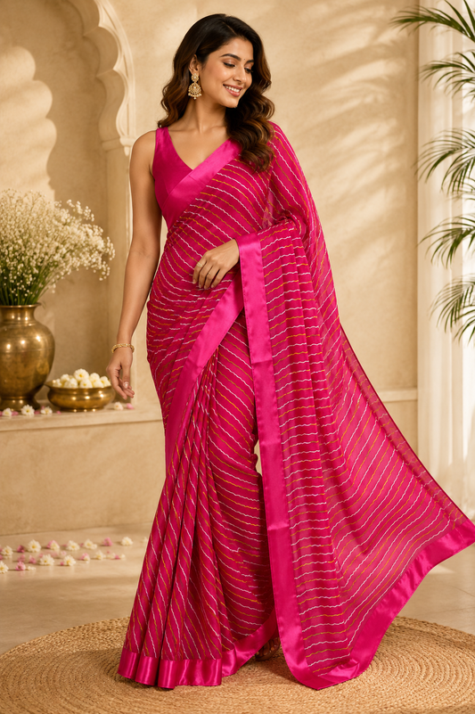 Leheriya Radiance Stripe Saree