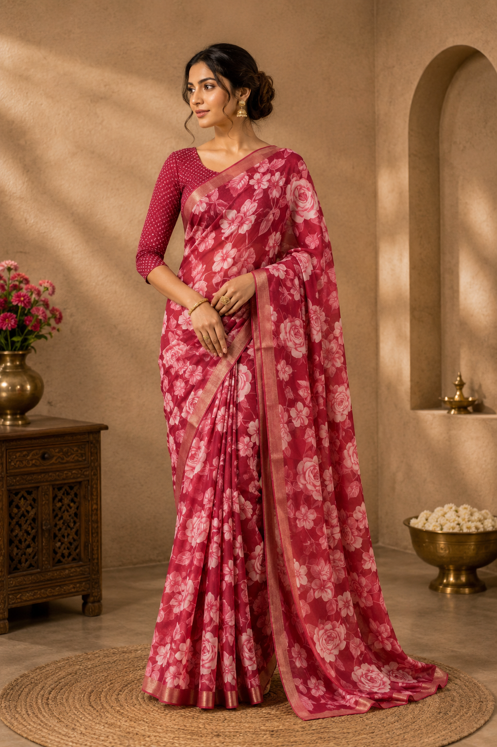Rosé Garden Floral Saree