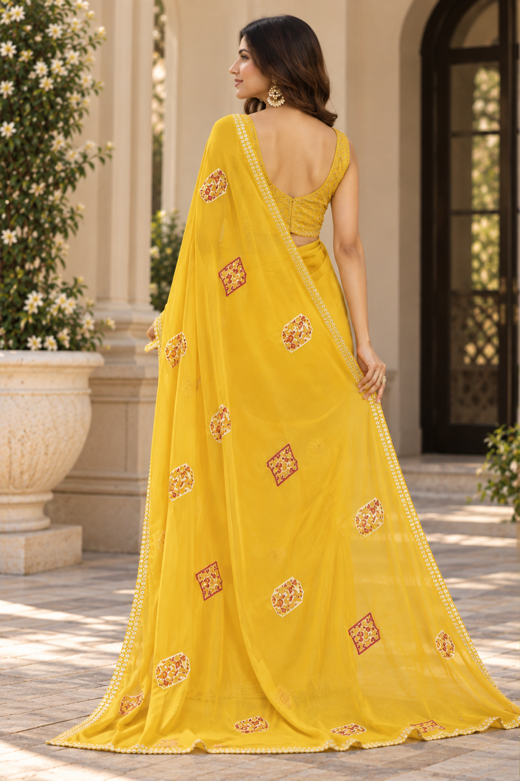 Floral Motif Border Saree