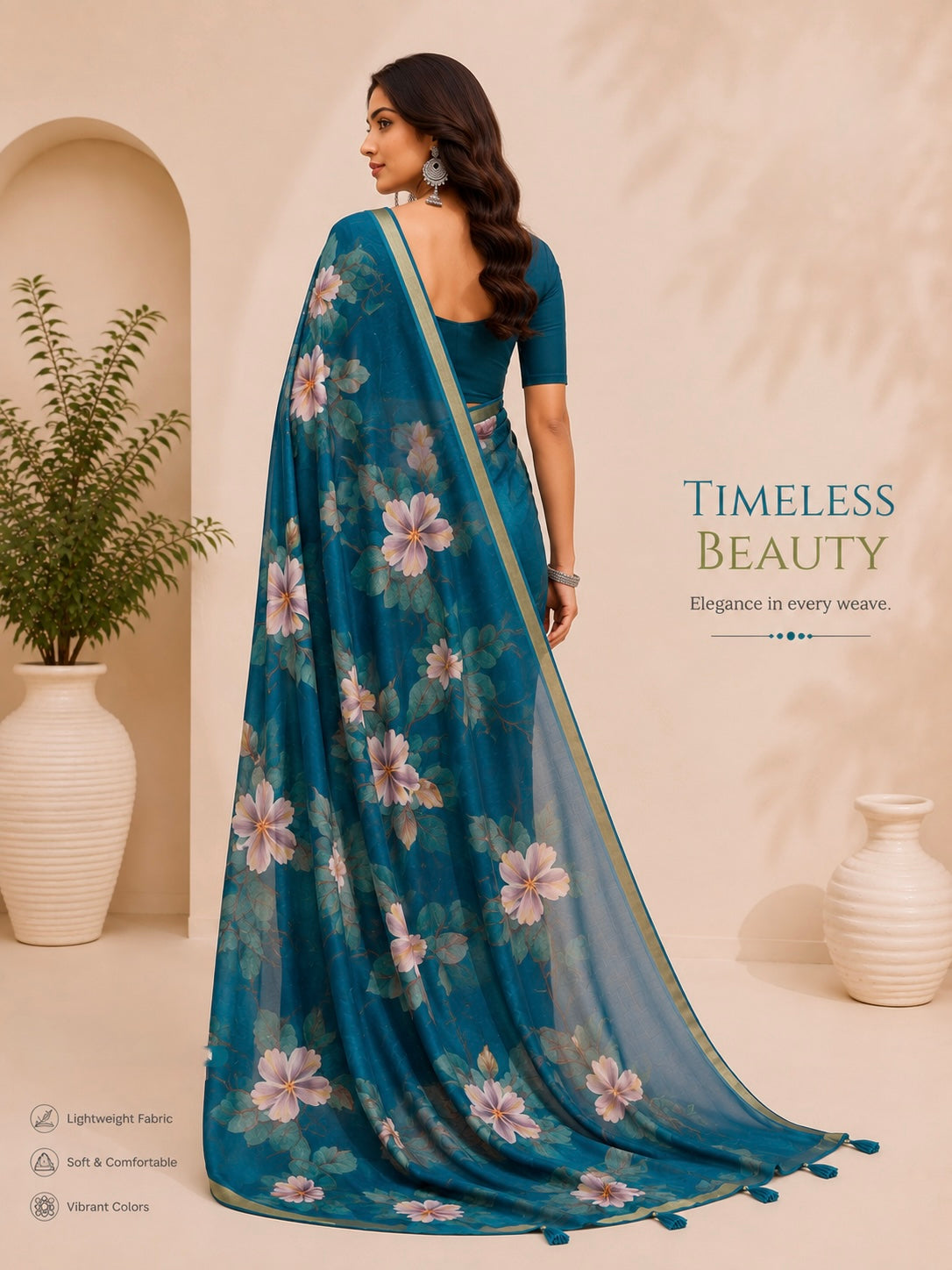 Azure Bloom Saree