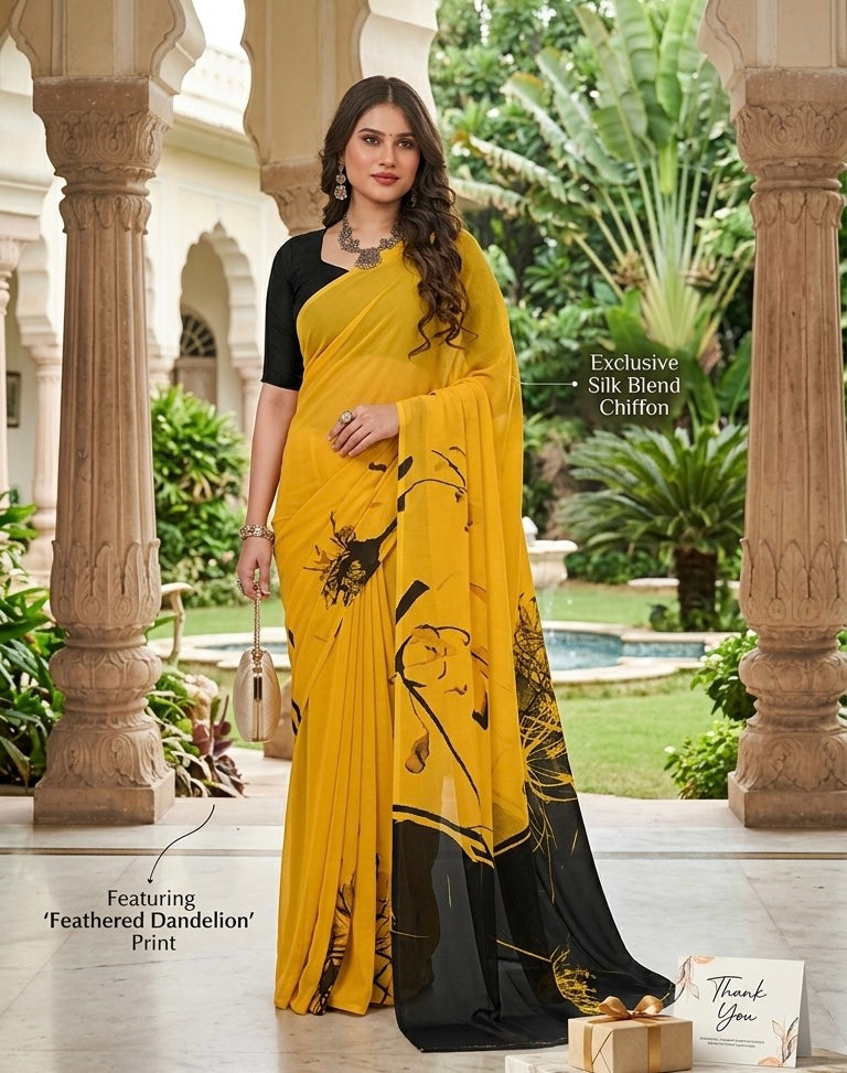Golden Noir Dandelion Saree