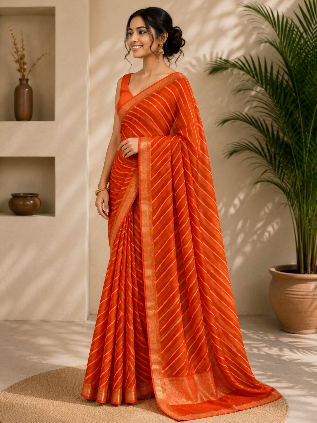 Classic Leheriya Stripe Saree