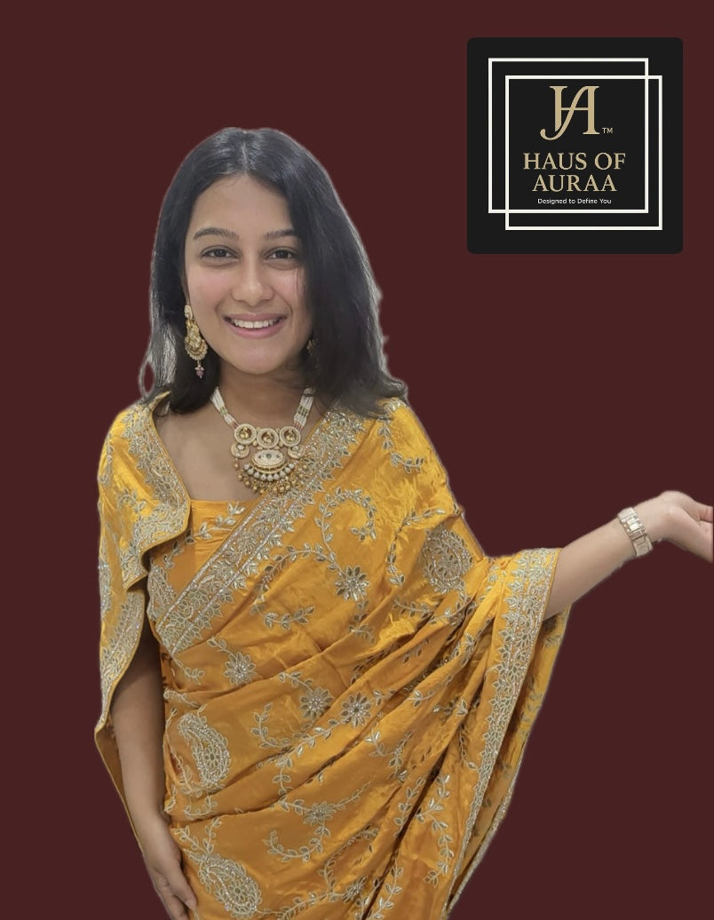 Mustard Yellow Gotta-Patti Saree