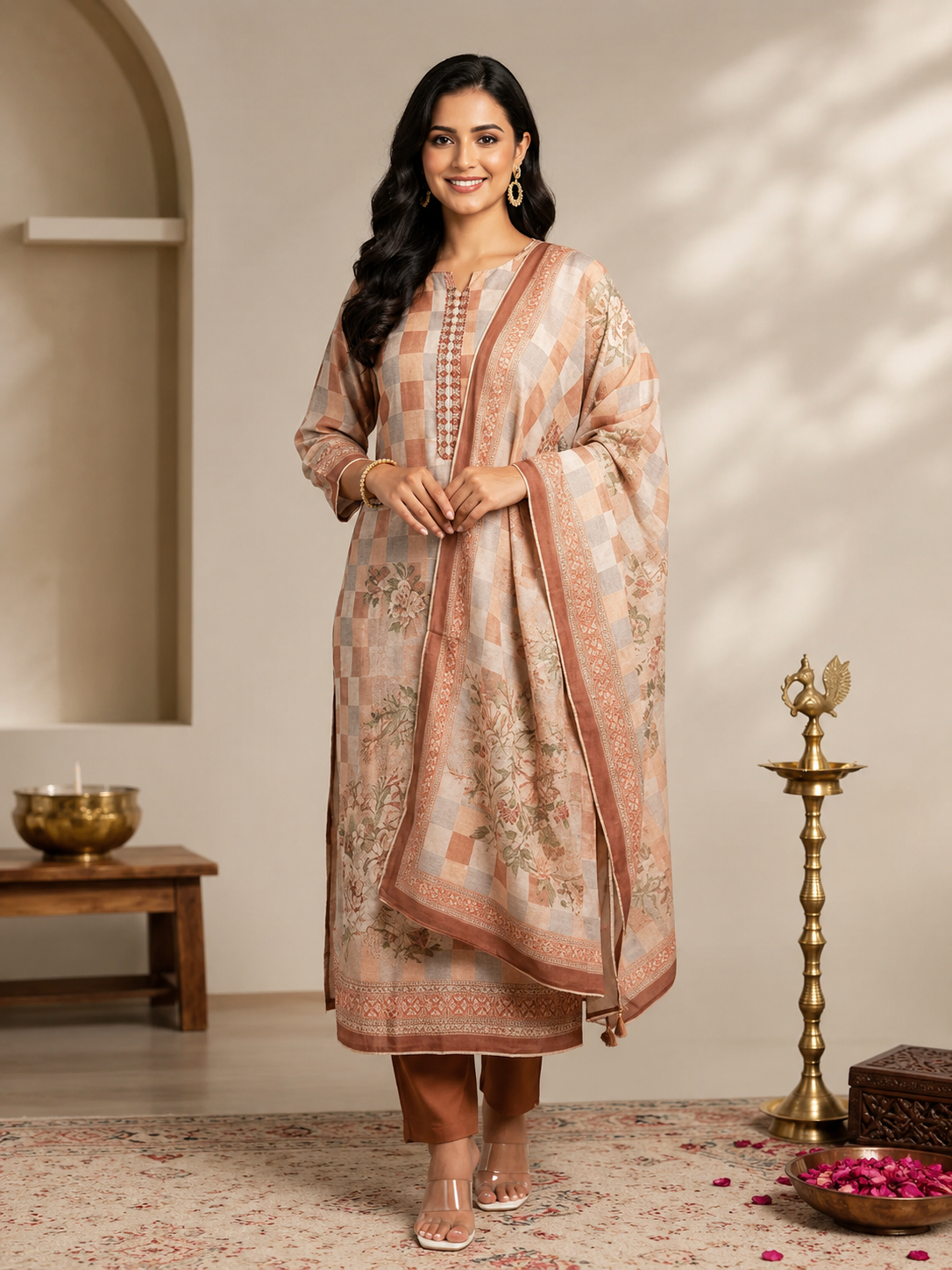 Saanjh Checkered Suit Set