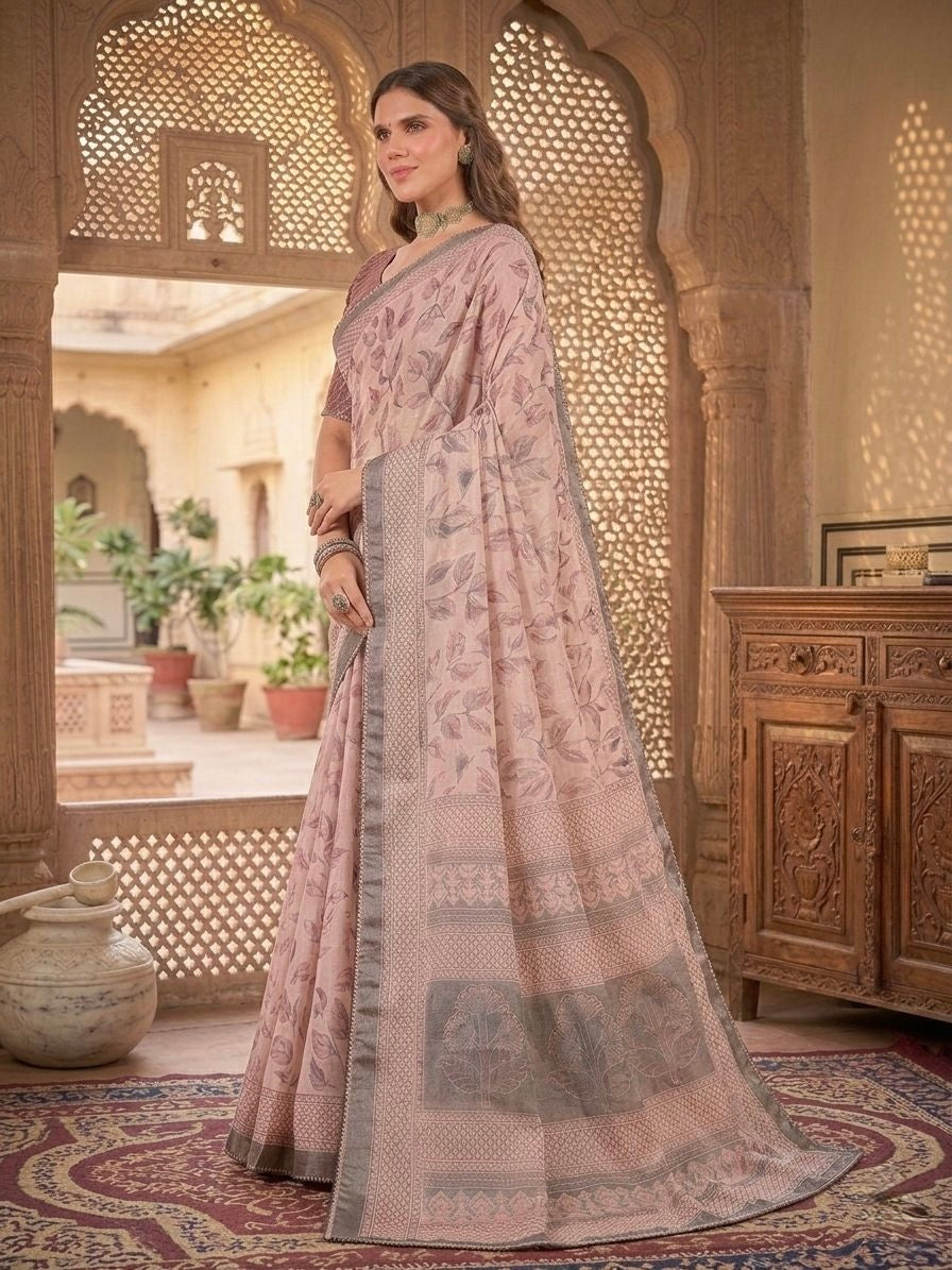 Gulbahar Dusty Rose/Yellow Woven Saree