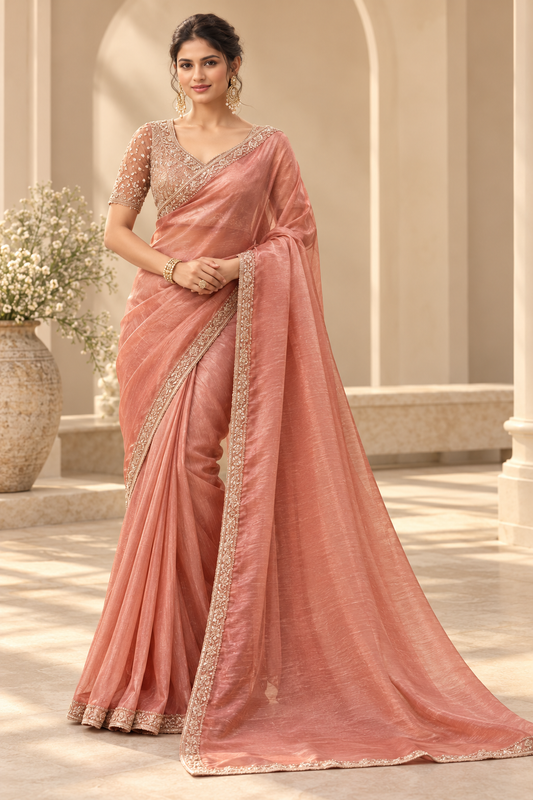 Rosewood Elegance Embellished Saree