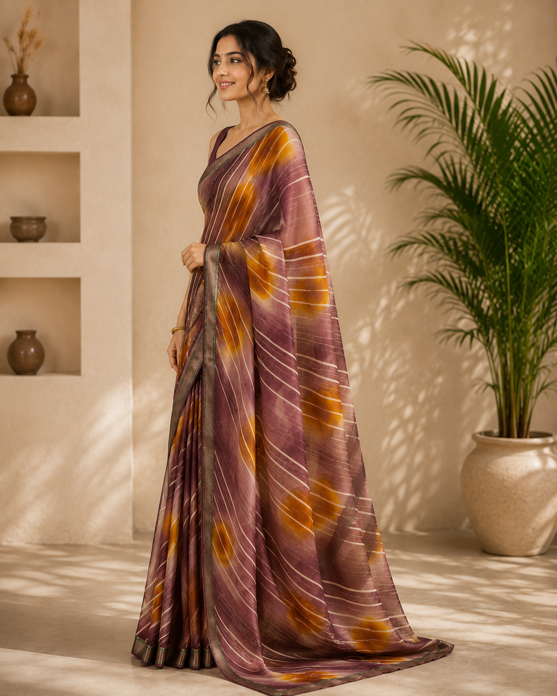 Abstract Leheriya Printed Saree