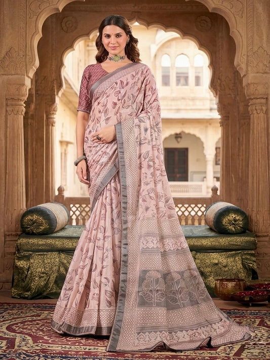 Gulbahar Dusty Rose/Yellow Woven Saree