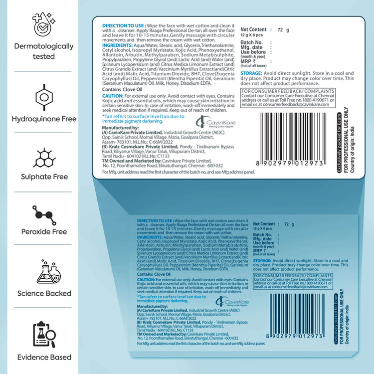 De-Tan Pack | Best Face & Full Body Tan Removal Cream | Anti tan Cream – 72g ( Pack of 2 )