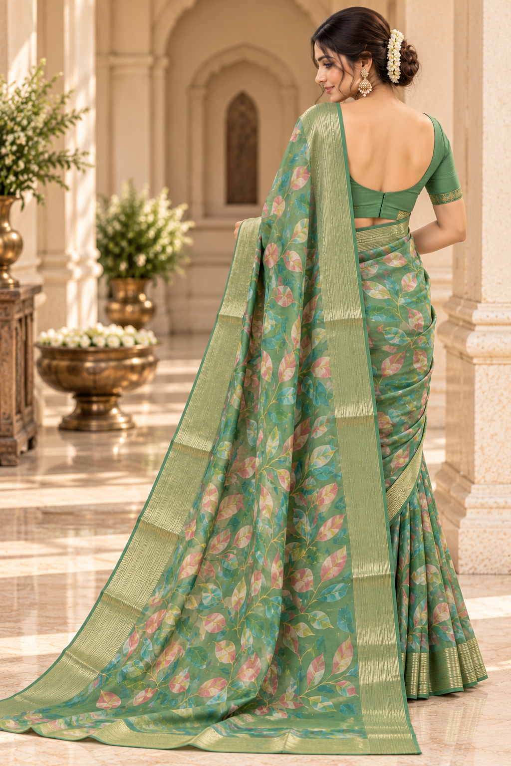 Aurelia Flora – Regal Botanical Print Saree