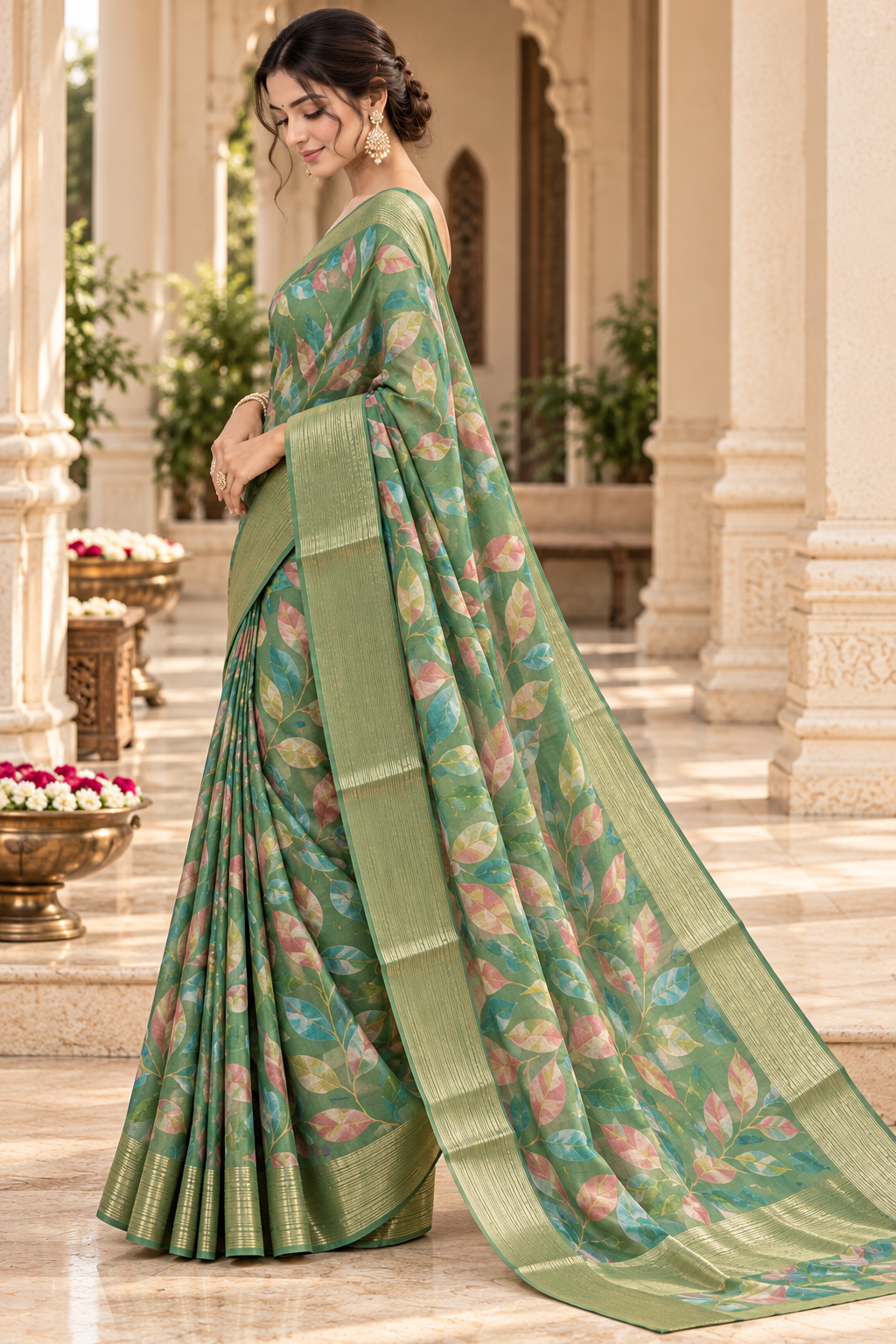 Aurelia Flora – Regal Botanical Print Saree