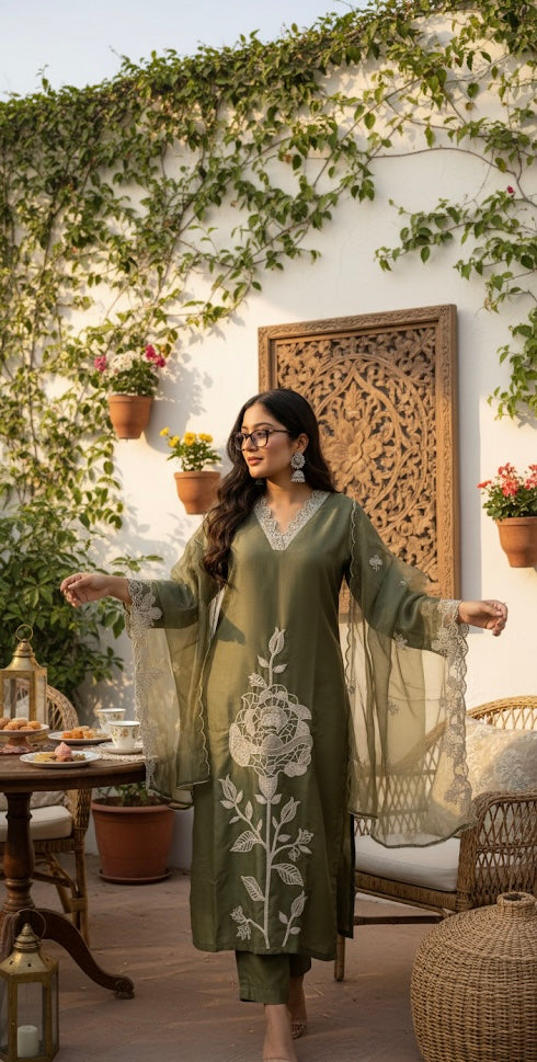 Olive Bloom Suit Set